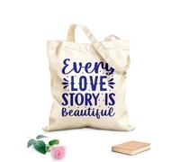 AILOONG Borse in tela stampate digitalmente ogni storia d'amore è un bellissimo modello per San Valentino Tessuto spesso 340g/m² Utilizzabile come trousse per il trucco