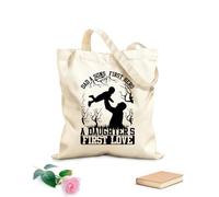 AILOONG Borse in tela stampate digitalmente papà il primo eroe di un figlio il primo amore di una figlia Tessuto spesso 12 once Utilizzabile come trousse per il trucco 31x36cm Media