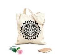 AILOONG Borse in tela stampate digitalmente progettare un mandala intricato con forme geometriche e linee audaci Tessuto spesso 12 once Utilizzabile come trousse per il trucco 35x40cm Grande