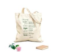 AILOONG Borse in tela stampate digitalmente Questa famiglia ride e impara, prega e protegge, chiede scusa e apprezza. Tessuto spesso 340g/m² Utilizzabile come trousse per il trucco