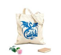 AILOONG Borse in tela stampate digitalmente sagoma di drago e castello Tessuto spesso 340g/m² Utilizzabile come trousse per il trucco