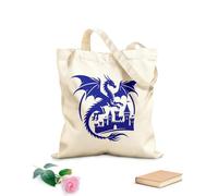 AILOONG Borse in tela stampate digitalmente sagoma di drago e castello Tessuto spesso 340g/m² Utilizzabile come trousse per il trucco