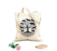 AILOONG Borse in tela stampate digitalmente Tessuto spesso 12 once elegante clipart dell'albero della vita celtico, albero celtico con design della sagoma di volpe 25x30cm