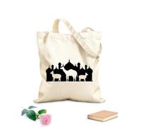 AILOONG Borse in tela stampate digitalmente Tessuto spesso 12 once logo eid al adha modello eid al adha mubarak Utilizzabile come trousse per il trucco 25x30cm Piccola