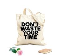 AILOONG Borse in tela stampate digitalmente Tessuto spesso 12 once non perdere tempo Utilizzabile come trousse per il trucco 35x40cm Grande