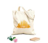 AILOONG Borse in tela stampate digitalmente Tessuto spesso 340g/m² disegno della silhouette dello skyline di Dubai su un Utilizzabile come trousse per il trucco