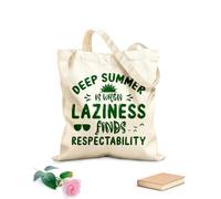 AILOONG Borse in tela stampate digitalmente Tessuto spesso 340g/m² l'estate è quando la pigrizia trova rispettabilità estate Utilizzabile come trousse per il trucco