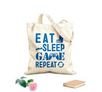 AILOONG Borse in tela stampate digitalmente Tessuto spesso 340g/m² mangiare dormire gioco ripetere gioco citazioni emblema videogiochi amare giocare Utilizzabile come trousse per il trucco