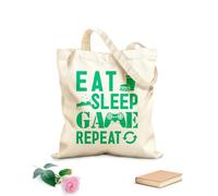 AILOONG Borse in tela stampate digitalmente Tessuto spesso 340g/m² mangiare dormire gioco ripetere gioco citazioni emblema videogiochi amare giocare Utilizzabile come trousse per il trucco