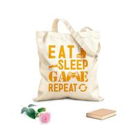 AILOONG Borse in tela stampate digitalmente Tessuto spesso 340g/m² mangiare dormire gioco ripetere gioco citazioni emblema videogiochi amare giocare Utilizzabile come trousse per il trucco