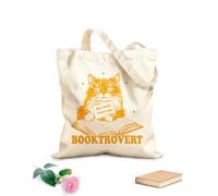 AILOONG Borse in tela stampate digitalmente Tessuto spesso 340g/m² non disturbare libro troverso gatto lettore tipografia divertente gatto libresco design Utilizzabile come trousse per il trucco