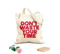 AILOONG Borse in tela stampate digitalmente Tessuto spesso 340g/m² non perdere tempo Utilizzabile come trousse per il trucco