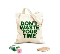 AILOONG Borse in tela stampate digitalmente Tessuto spesso 340g/m² non perdere tempo Utilizzabile come trousse per il trucco