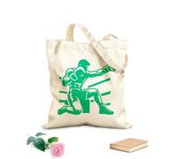 AILOONG Borse in tela stampate digitalmente Tessuto spesso 340g/m² Un pugile inginocchiato sul ring che sferra un potente pugno indossando guantoni da boxe Utilizzabile come trousse per il trucco