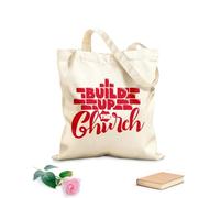 AILOONG Borse shopper riutilizzabili Citazione biblica cristiana: Edifica la chiesa Tessuto spesso 340g/m² Pieghevole