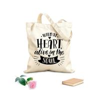 AILOONG Borse shopper riutilizzabili Cuore selvaggio vivo nell'anima Tessuto spesso 12 once Pieghevole 25x30cm Piccola
