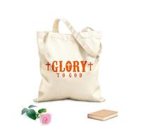 AILOONG Borse shopper riutilizzabili gloria a dio scrivendo con la croce Tessuto spesso 340g/m² Pieghevole