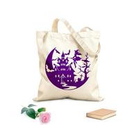 AILOONG Borse shopper riutilizzabili La casa stregata di Ognissanti - Divertente Halloween Tessuto spesso 340g/m² Pieghevole