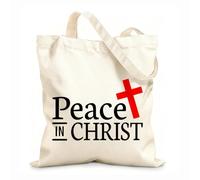 AILOONG Borse shopper riutilizzabili la mia pace vi do la pace in Cristo scrittura biblica dal vangelo di Giovanni Tessuto spesso 12 once Pieghevole 35x40cm Grande