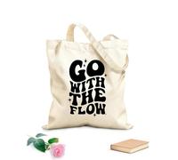 AILOONG Borse shopper riutilizzabili Lasciati trasportare dalla corrente Tessuto spesso 12 once Pieghevole 25x30cm Piccola