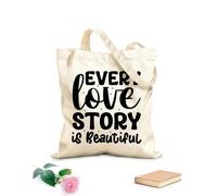 AILOONG Borse shopper riutilizzabili ogni storia d'amore è bella Tessuto spesso 12 once Pieghevole 25x30cm Piccola