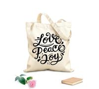AILOONG Borse shopper riutilizzabili pace amore gioia lettering tipografia Tessuto spesso 12 once Pieghevole 31x36cm Media