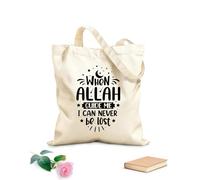 AILOONG Borse shopper riutilizzabili quando Allah mi guida non potrò mai perdermi le migliori citazioni islamiche Tessuto spesso 12 once Pieghevole 31x36cm Media