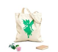 AILOONG Borse shopper riutilizzabili Silhouette nera di una fata su sfondo bianco Tessuto spesso 340g/m² Pieghevole