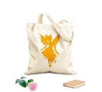 AILOONG Borse shopper riutilizzabili Silhouette nera di una fata su sfondo bianco Tessuto spesso 340g/m² Pieghevole