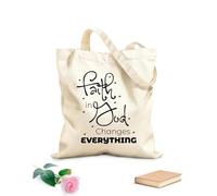 AILOONG Borse shopper riutilizzabili tipografia della fede cristiana Tessuto spesso 12 once Pieghevole 25x30cm Piccola