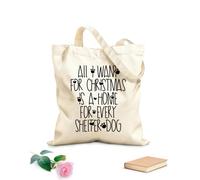 AILOONG Borse shopper riutilizzabili Tutto ciò che voglio per Natale è una casa in ogni scaffale Tessuto spesso 12 once Pieghevole 25x30cm Piccola