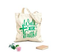 AILOONG Borse shopper riutilizzabili Versetto della Bibbia cristiana: Cammina per fede Tessuto spesso 340g/m² Pieghevole