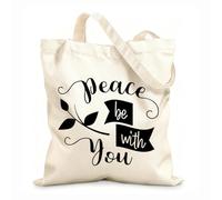 AILOONG Borse shopper riutilizzabili versetto della Bibbia la pace sia con voi Tessuto spesso 12 once Pieghevole 25x30cm Piccola