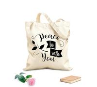 AILOONG Borse shopper riutilizzabili versetto della Bibbia la pace sia con voi Tessuto spesso 12 once Pieghevole 35x40cm Grande