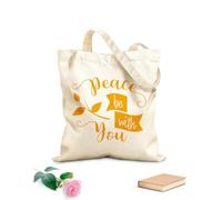 AILOONG Borse shopper riutilizzabili versetto della Bibbia la pace sia con voi Tessuto spesso 340g/m² Pieghevole