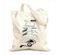 AILOONG Borse shopper riutilizzabili Versetto della Bibbia La tua parola è lampada al mio piede e luce sul mio cammino Salmo 119:105 Tessuto spesso 12 once Pieghevole 31x36cm Media