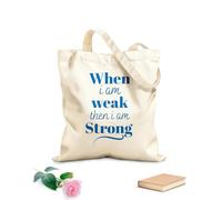 AILOONG Borse shopper riutilizzabili Versetto della Bibbia: quando sono debole allora sono forte Tessuto spesso 340g/m² Pieghevole
