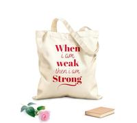 AILOONG Borse shopper riutilizzabili Versetto della Bibbia: quando sono debole allora sono forte Tessuto spesso 340g/m² Pieghevole