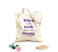 AILOONG Borse shopper riutilizzabili Versetto della Bibbia: quando sono debole allora sono forte Tessuto spesso 340g/m² Pieghevole