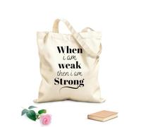 AILOONG Borse shopper riutilizzabili Versetto della Bibbia: quando sono debole allora sono forte Tessuto spesso 12 once Pieghevole 35x40cm Grande