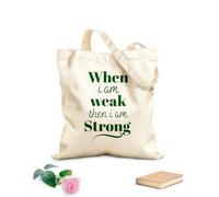 AILOONG Borse shopper riutilizzabili Versetto della Bibbia: quando sono debole allora sono forte Tessuto spesso 340g/m² Pieghevole