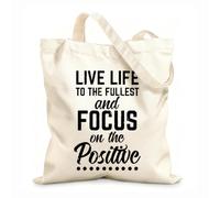 AILOONG Borse shopper riutilizzabili vivi la vita al massimo e concentrati sugli aspetti positivi Tessuto spesso 12 once Pieghevole 35x40cm Grande