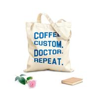 AILOONG caffè personalizzato dottore ripetuto Borsa tote con manico piatto in nastro Tessuto spesso 340g/m² Sostituisce lo zaino scolastico