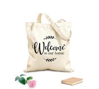 AILOONG cartello di benvenuto a casa nostra Borse shopper riutilizzabili Tessuto spesso 12 once Pieghevole 35x40cm Grande