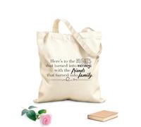 AILOONG Che la notte si trasformi in mattina e gli amici diventino famiglia Borse da donna in calicò Tessuto spesso 12 once Pieghevole 35x40cm Grande