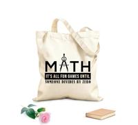AILOONG Citazione divertente sulla matematica, frase scolastica orsa tote in tela grezza Tessuto spesso 12 once Utilizzabile come borsa porta attrezzi 35x40cm Grande