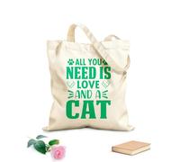 AILOONG Citazione e detto sugli animali: tutto ciò di cui hai bisogno è amore e un poster di un gatto Borsa regalo in tela per vino Tessuto spesso 340g/m² Abbinabile agli abiti