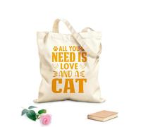 AILOONG Citazione e detto sugli animali: tutto ciò di cui hai bisogno è amore e un poster di un gatto Borsa regalo in tela per vino Tessuto spesso 340g/m² Abbinabile agli abiti