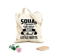 AILOONG Citazioni sulla palestra: squat perché nessuno ne parla Borse a tracolla in tela di cotone Tessuto spesso 12 once Utilizzabile come borsa porta attrezzi 25x30cm Piccola