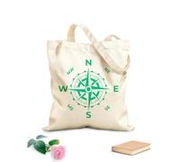AILOONG Compasso rotondo classico Borsa tote con manico piatto in nastro Tessuto spesso 340g/m² Sostituisce lo zaino scolastico